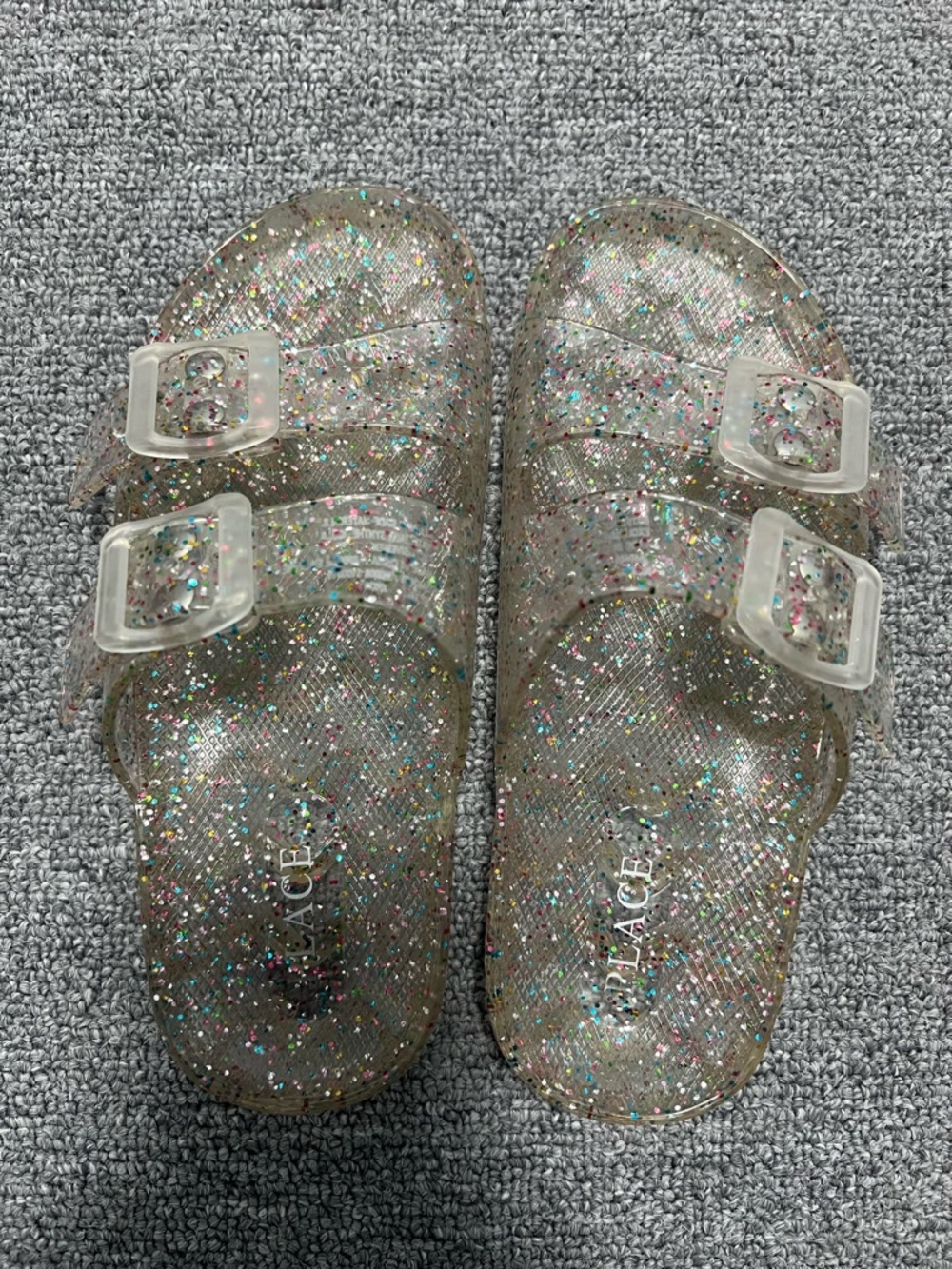 The Children's Place Glitter Clear Twin-Buckle Slide Sandals